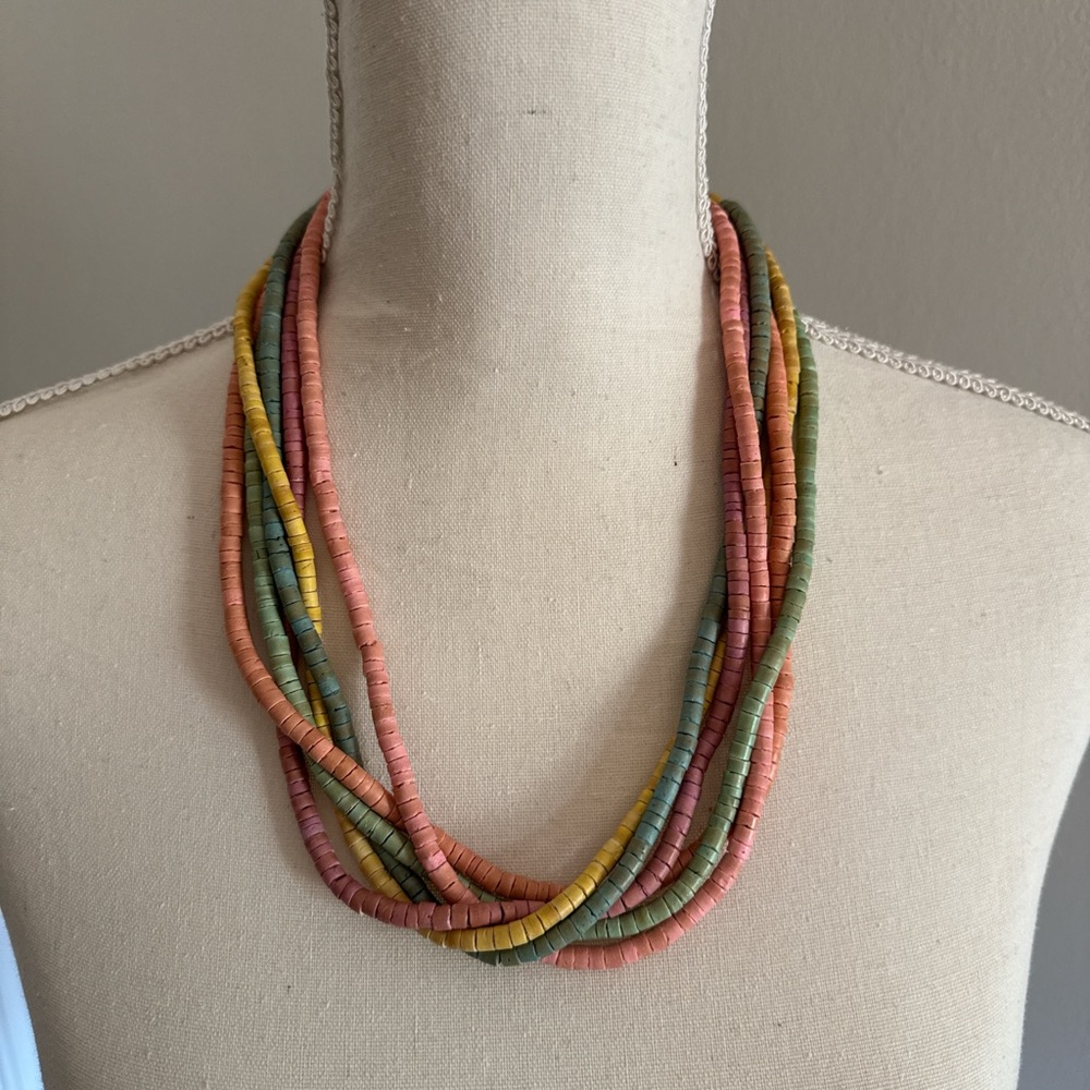 Pink and Orange Multi-Strand Necklace
